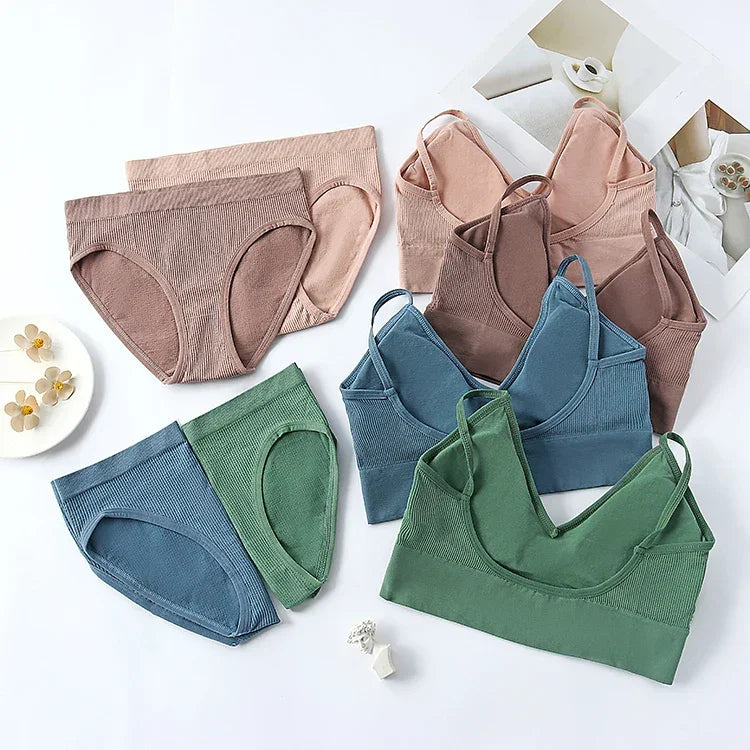 Ensemble Soutien-gorge Push-up et String Seamless - Lingerie Sport Fitness Femme