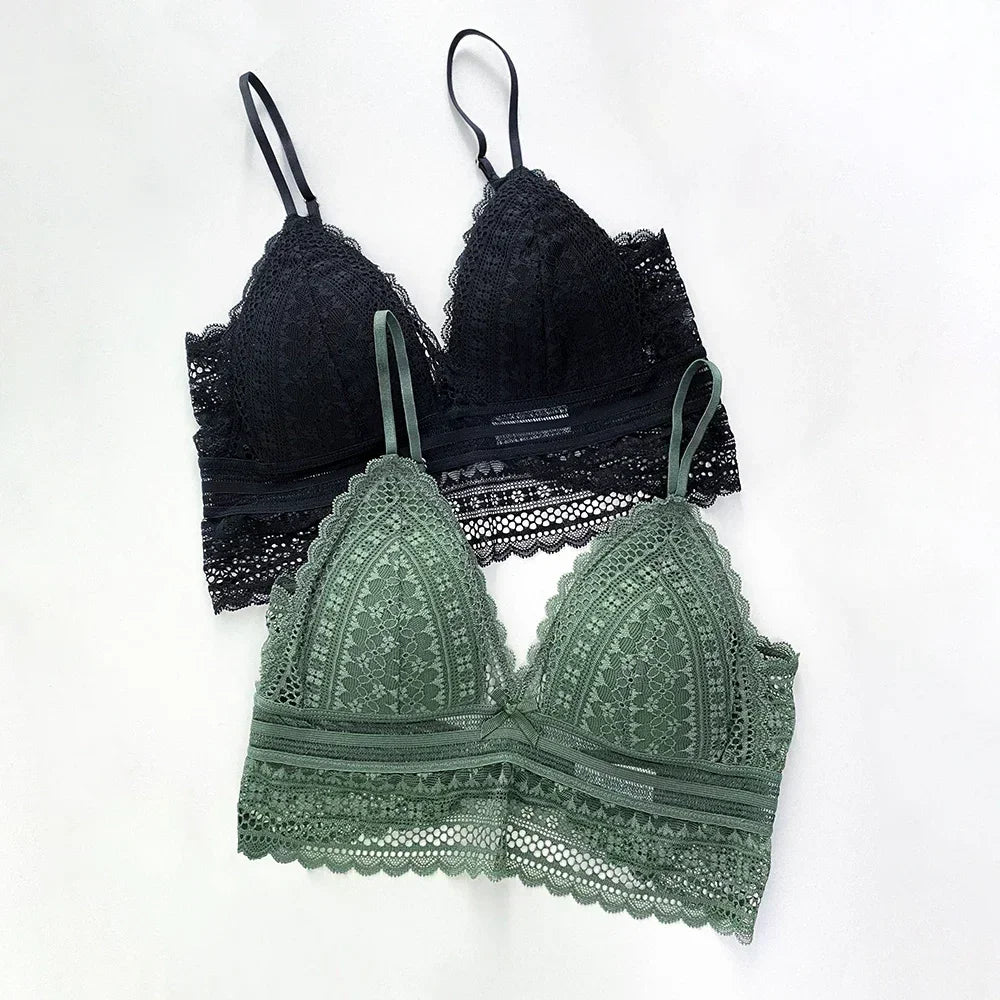 Soutien-gorge en Dentelle Française dos Nu sans Armatures - Bralette Triangulaire Douce