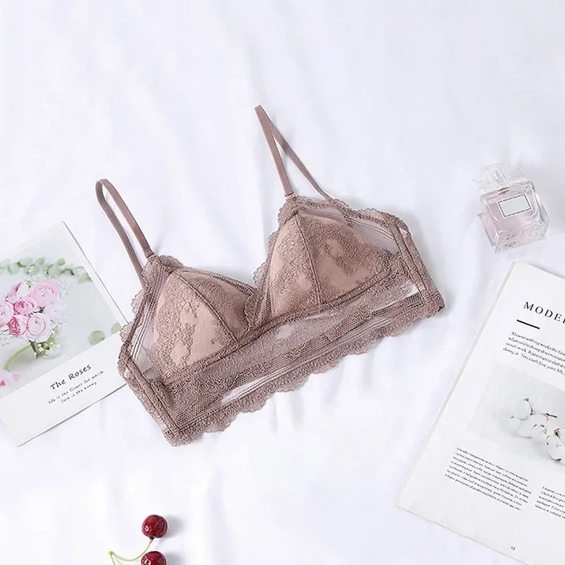 Soutien-gorge en Dentelle Deep V Dos Nu Sans Armatures - Bralette Push-up Seamless