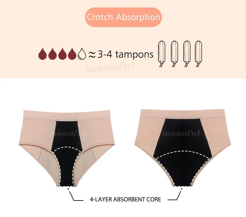 Culottes Menstruelles Flux Abondant - Lot de 3 culotte Périodiques Taille Haute Étanches