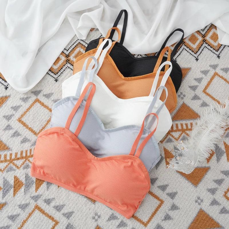 Soutien-gorge Crop Top Sans Armatures Push-up - Brassière Active Côtelée