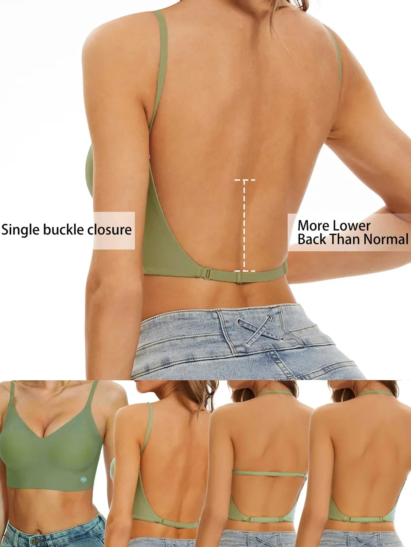 Soutien-gorge Invisible Push-up Décolleté Plongeant avec Bretelles Transparentes - Dos Nu Sans Armatures