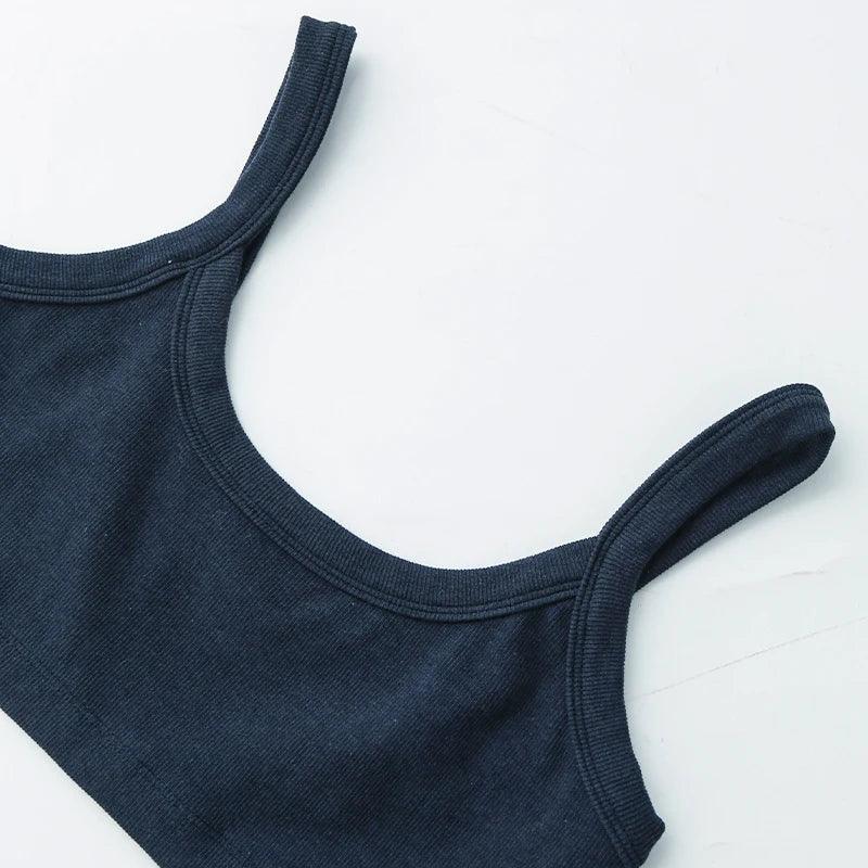 Top Tube Tricoté en Coton Femme - Débardeur Côtelé Élastique Sans Manches Style Streetwear