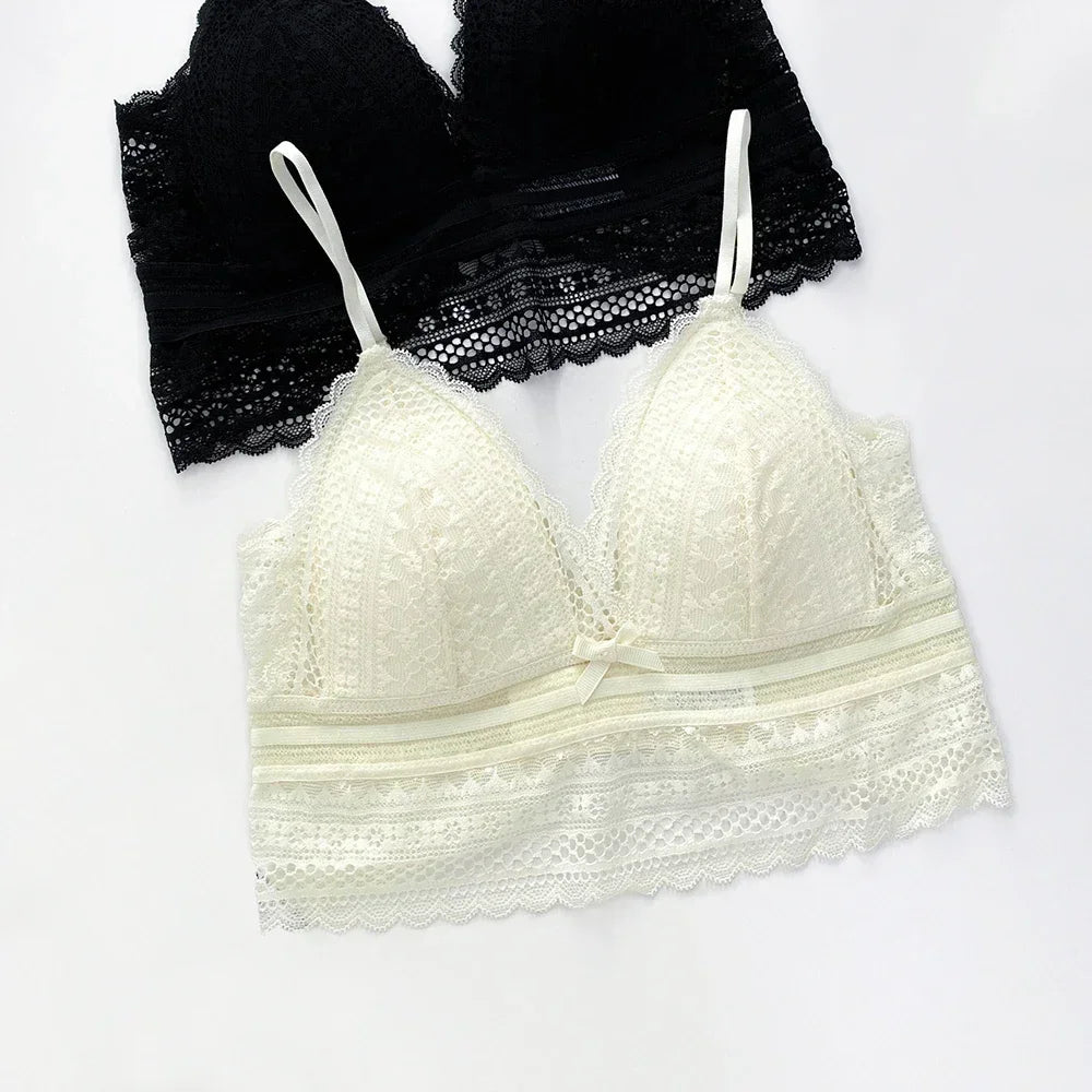 Soutien-gorge en Dentelle Française dos Nu sans Armatures - Bralette Triangulaire Douce