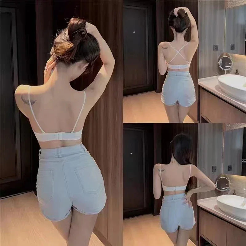 Soutien-gorge Push-up Dos Nu Sans Coutures avec Bretelles Tour de Cou - Effet Minceur 3/4 Bonnet