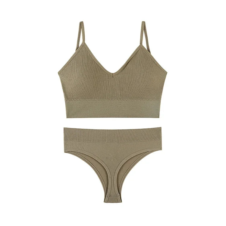 Ensemble Soutien-gorge Push-up et String Seamless - Lingerie Sport Fitness Femme