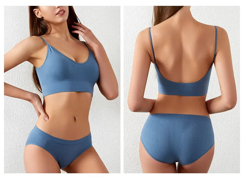 Ensemble Soutien-gorge Push-up et String Seamless - Lingerie Sport Fitness Femme