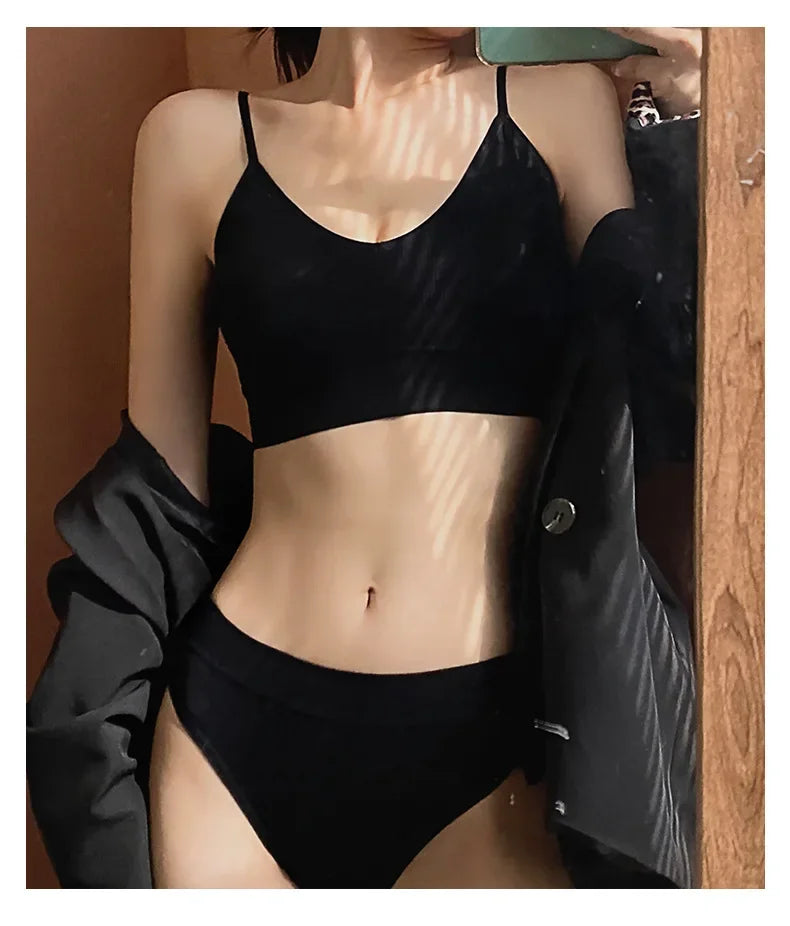 Ensemble Soutien-gorge Push-up et String Seamless - Lingerie Sport Fitness Femme