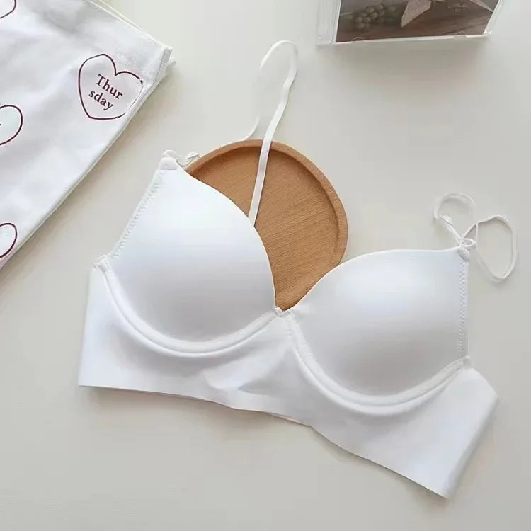 Soutien-gorge Push-up Dos Nu Sans Coutures avec Bretelles Tour de Cou - Effet Minceur 3/4 Bonnet
