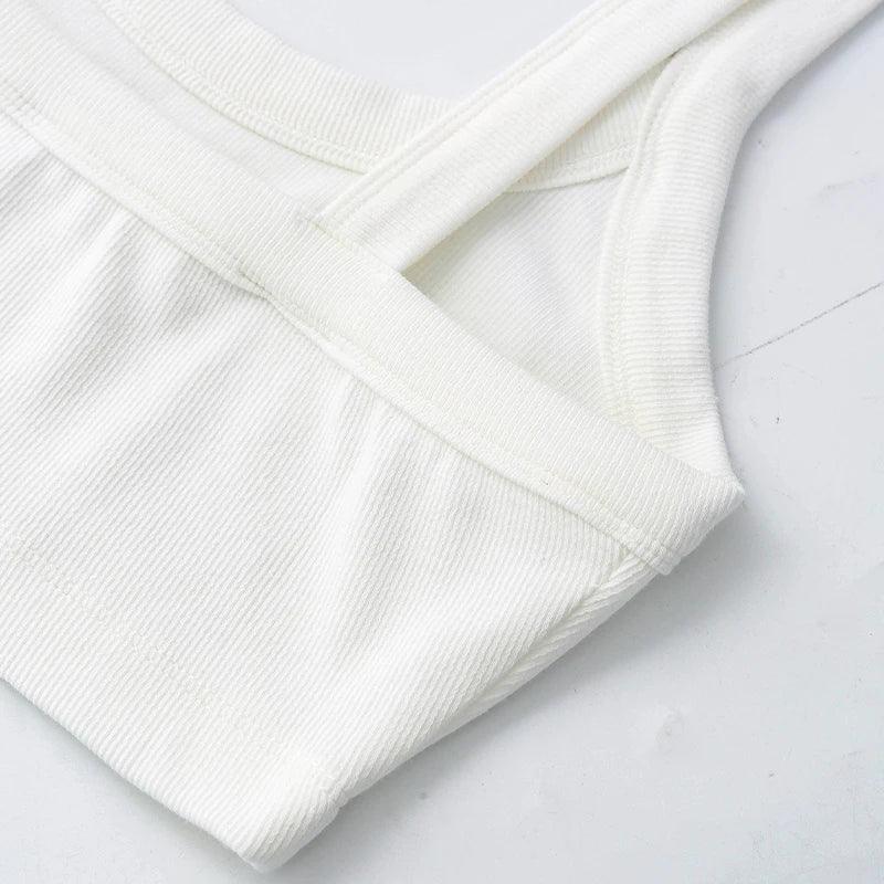 Top Tube Tricoté en Coton Femme - Débardeur Côtelé Élastique Sans Manches Style Streetwear