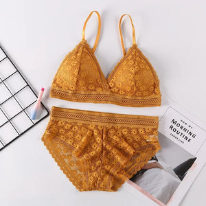 Ensemble de Lingerie en Dentelle Sans Coutures - Soutien-gorge Sans Armatures et Culotte