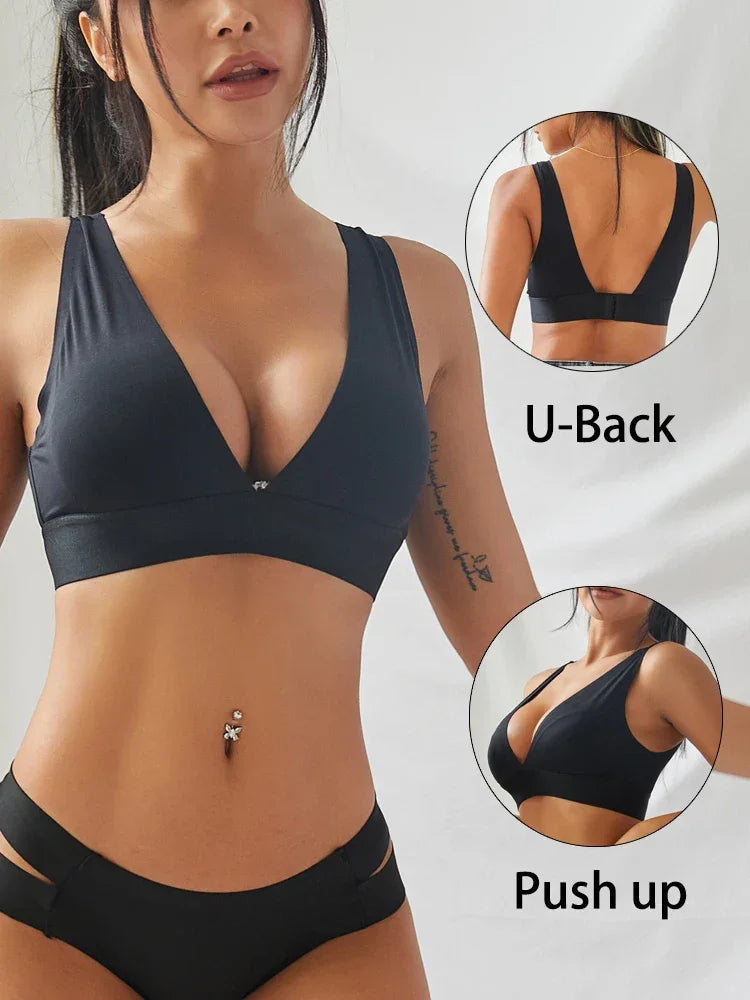 Soutien-gorge Push-up Dos Nu TakeTalk - Décolleté Plongeant Sans Coutures