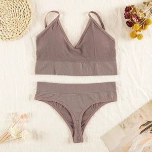 Ensemble Lingerie Femme Sans Armatures - Brassière Seamless et String