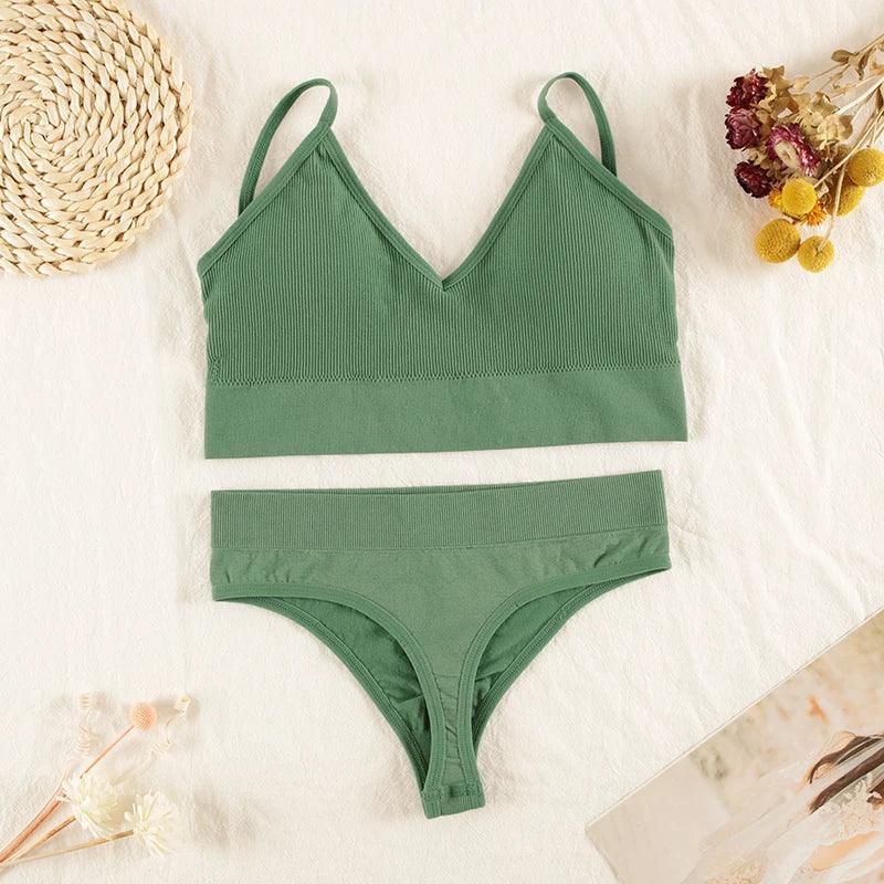 Ensemble Lingerie Femme Sans Armatures - Brassière Seamless et String