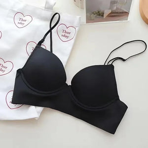 Soutien-gorge Push-up Dos Nu Sans Coutures avec Bretelles Tour de Cou - Effet Minceur 3/4 Bonnet