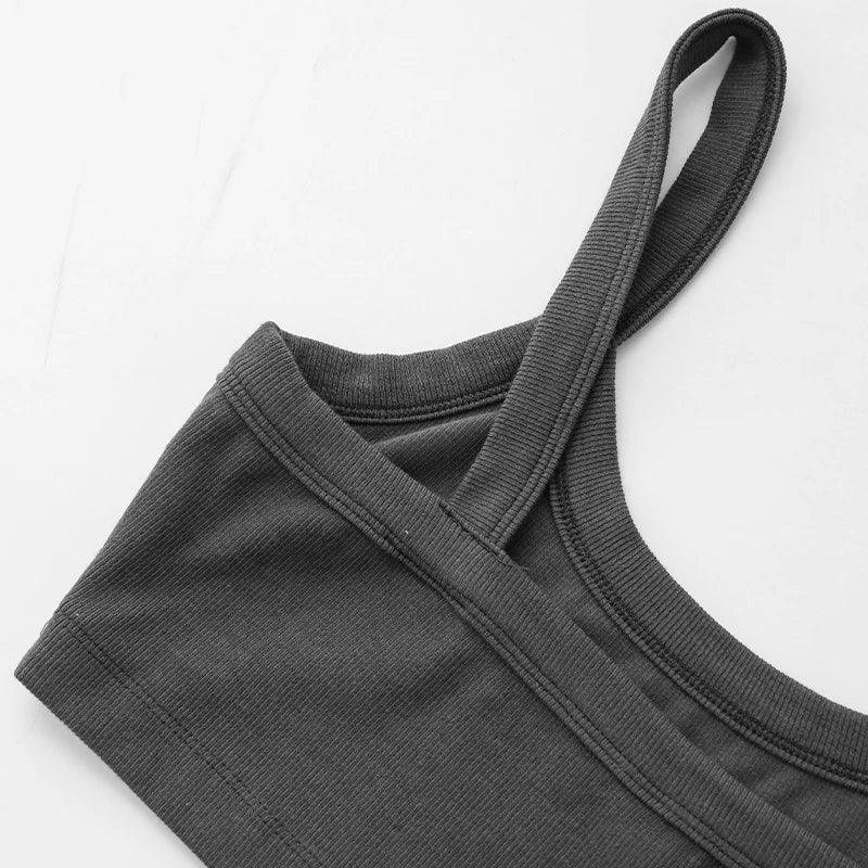 Top Tube Tricoté en Coton Femme - Débardeur Côtelé Élastique Sans Manches Style Streetwear