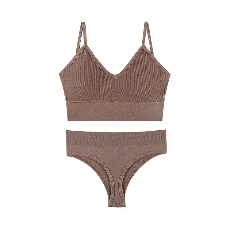 Ensemble Soutien-gorge Push-up et String Seamless - Lingerie Sport Fitness Femme