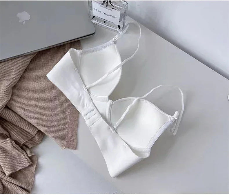 Soutien-gorge Push-up Dos Nu Sans Coutures avec Bretelles Tour de Cou - Effet Minceur 3/4 Bonnet