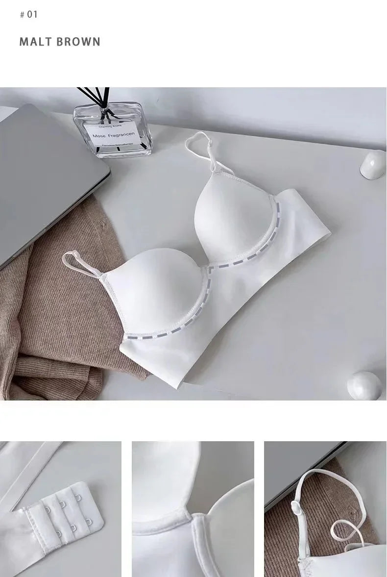 Soutien-gorge Push-up Dos Nu Sans Coutures avec Bretelles Tour de Cou - Effet Minceur 3/4 Bonnet