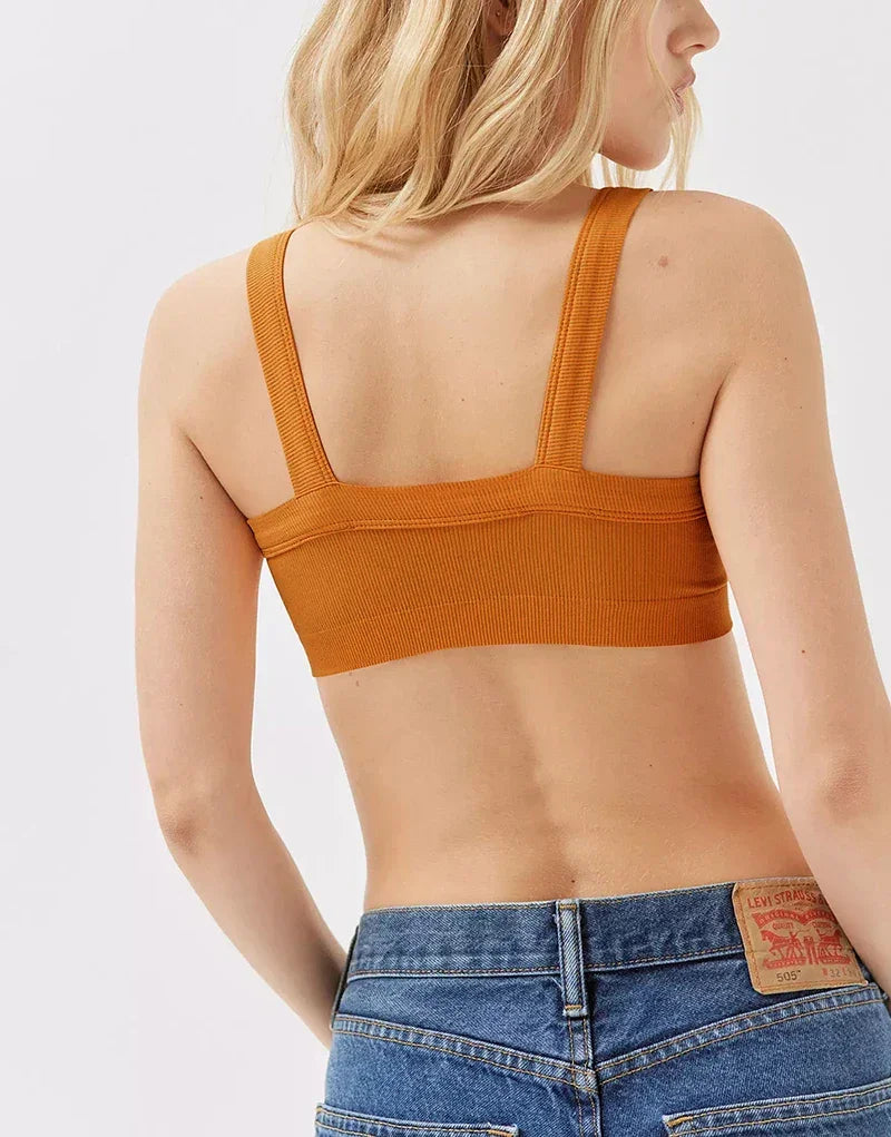 Top Tube Tricoté en Coton Femme - Débardeur Côtelé Élastique Sans Manches Style Streetwear