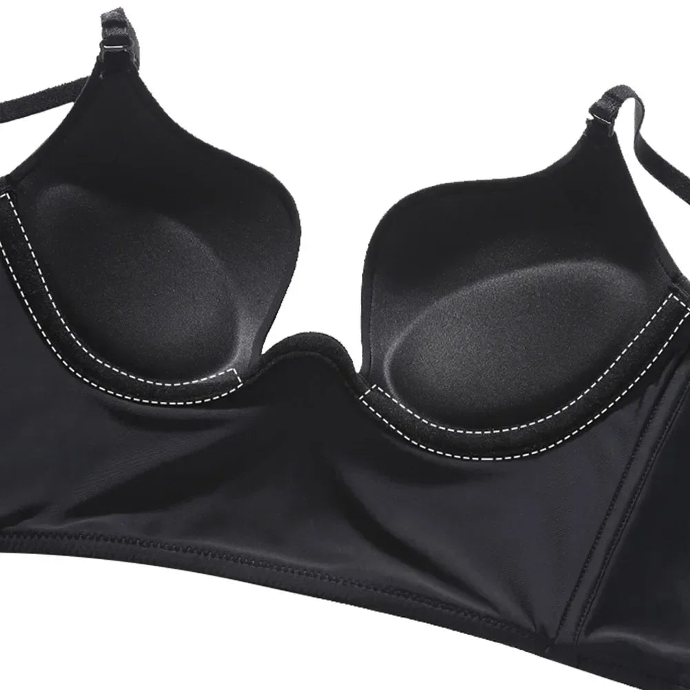 Soutien-gorge Push-up Dos Nu Varsbaby avec Bretelles Transparentes - Décolleté Plongeant 3/4 Bonnet