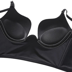 Soutien-gorge Push-up Dos Nu Varsbaby avec Bretelles Transparentes - Décolleté Plongeant 3/4 Bonnet
