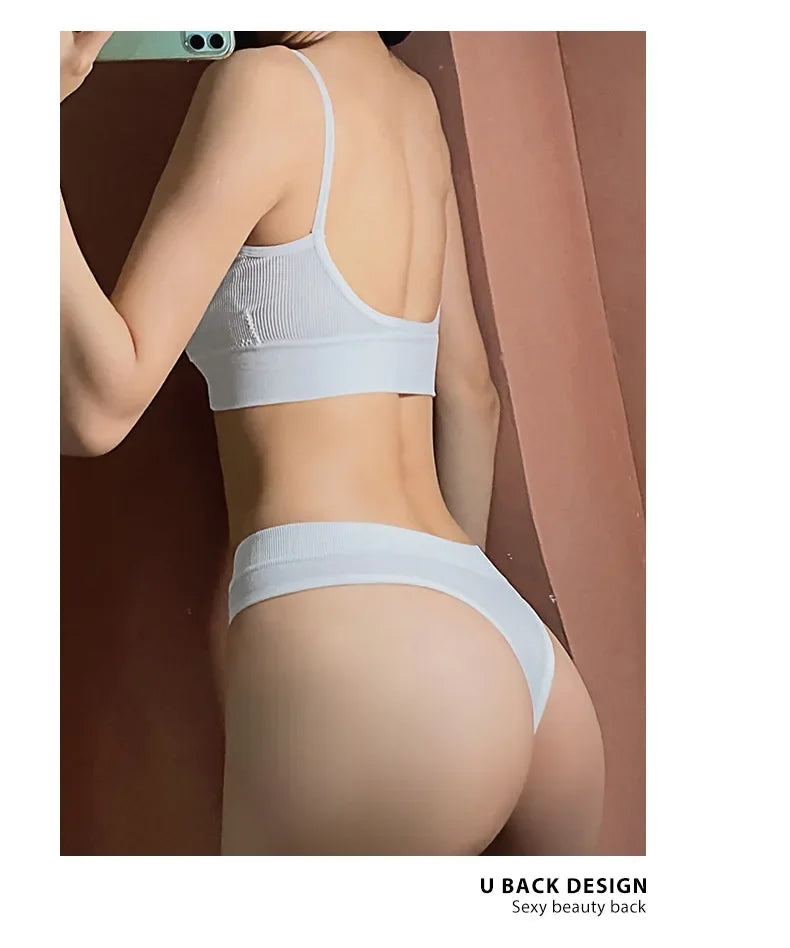 Ensemble Soutien-gorge Push-up et String Seamless - Lingerie Sport Fitness Femme