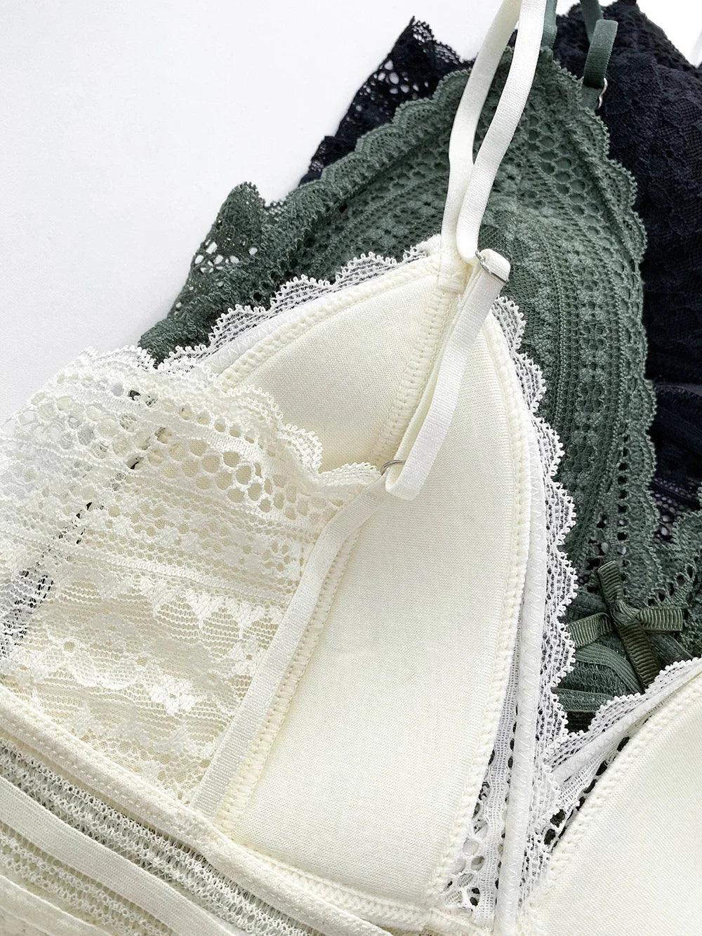 Soutien-gorge en Dentelle Française dos Nu sans Armatures - Bralette Triangulaire Douce