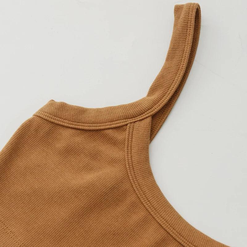 Top Tube Tricoté en Coton Femme - Débardeur Côtelé Élastique Sans Manches Style Streetwear