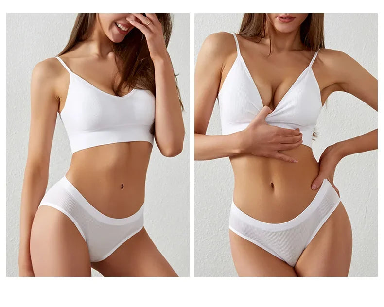 Ensemble Soutien-gorge Push-up et String Seamless - Lingerie Sport Fitness Femme