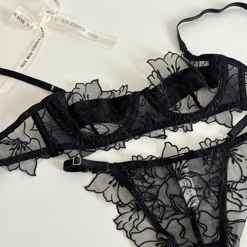 Ensemble Soutien-gorge Push-up Dentelle Coton