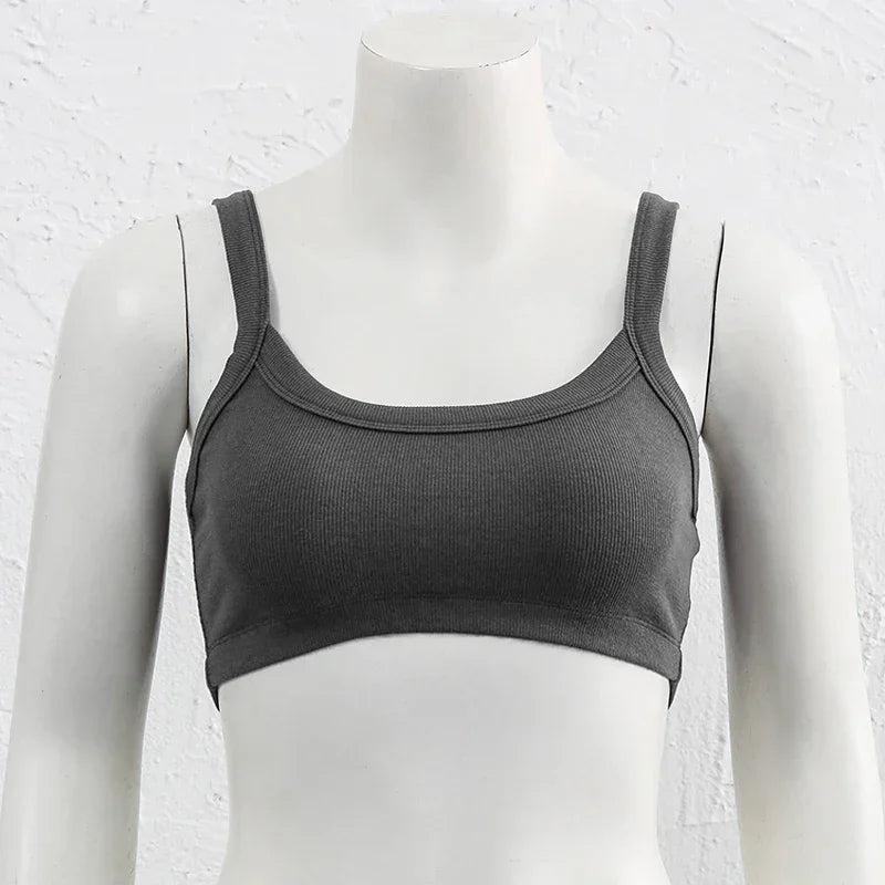 Top Tube Tricoté en Coton Femme - Débardeur Côtelé Élastique Sans Manches Style Streetwear