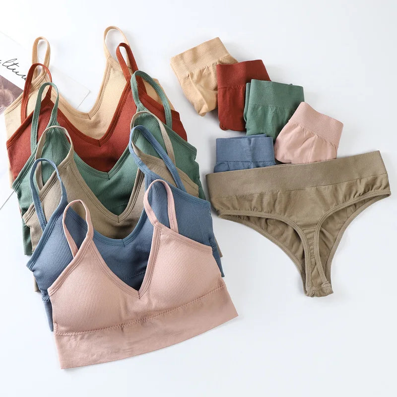 Ensemble Soutien-gorge Push-up et String Seamless - Lingerie Sport Fitness Femme