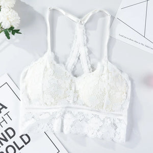 Bralette Dentelle Sans Armature - Dos Ajouré et Coques Rembourrées 3/4