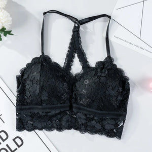 Bralette Dentelle Sans Armature - Dos Ajouré et Coques Rembourrées 3/4