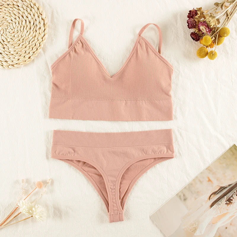Ensemble Lingerie Femme Sans Armatures - Brassière Seamless et String