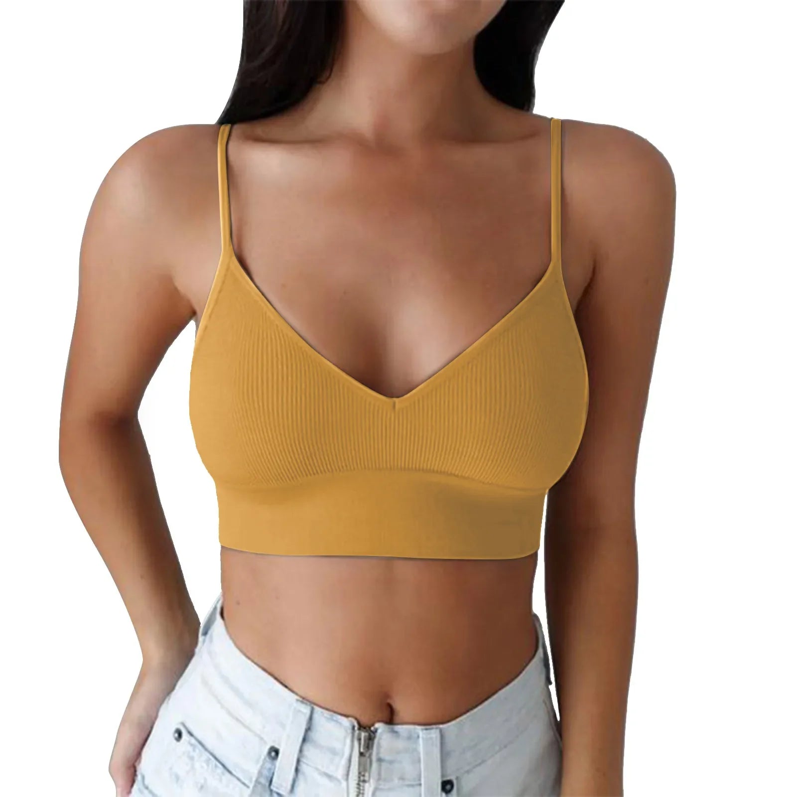 Brassières Sport Femme avec Rembourrage - Col V Sans Armatures Just For Pure Ladies