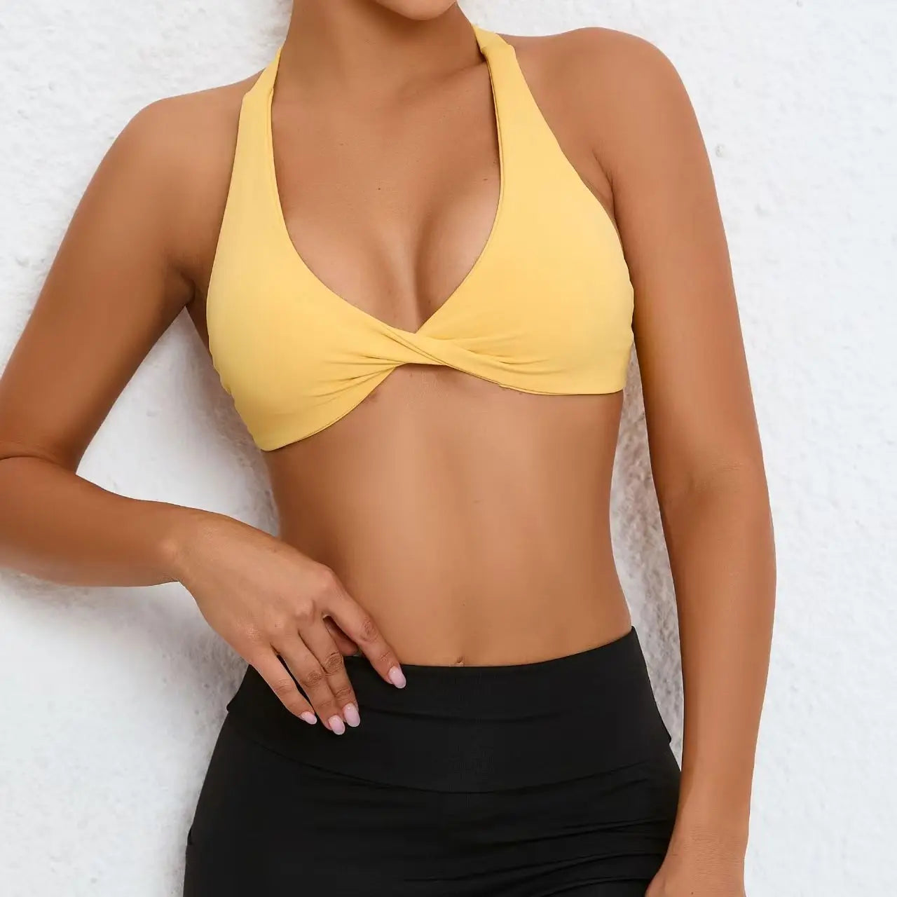 Brassière de Sport Femme Sans Coutures Dos Ouvert - Support Moyen Yoga Fitness