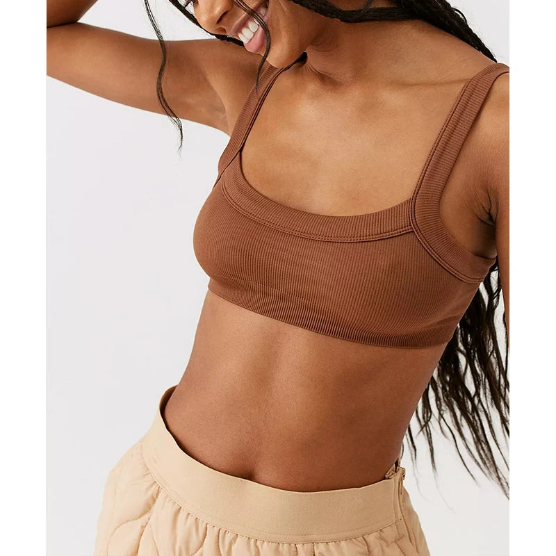 Top Tube Tricoté en Coton Femme - Débardeur Côtelé Élastique Sans Manches Style Streetwear