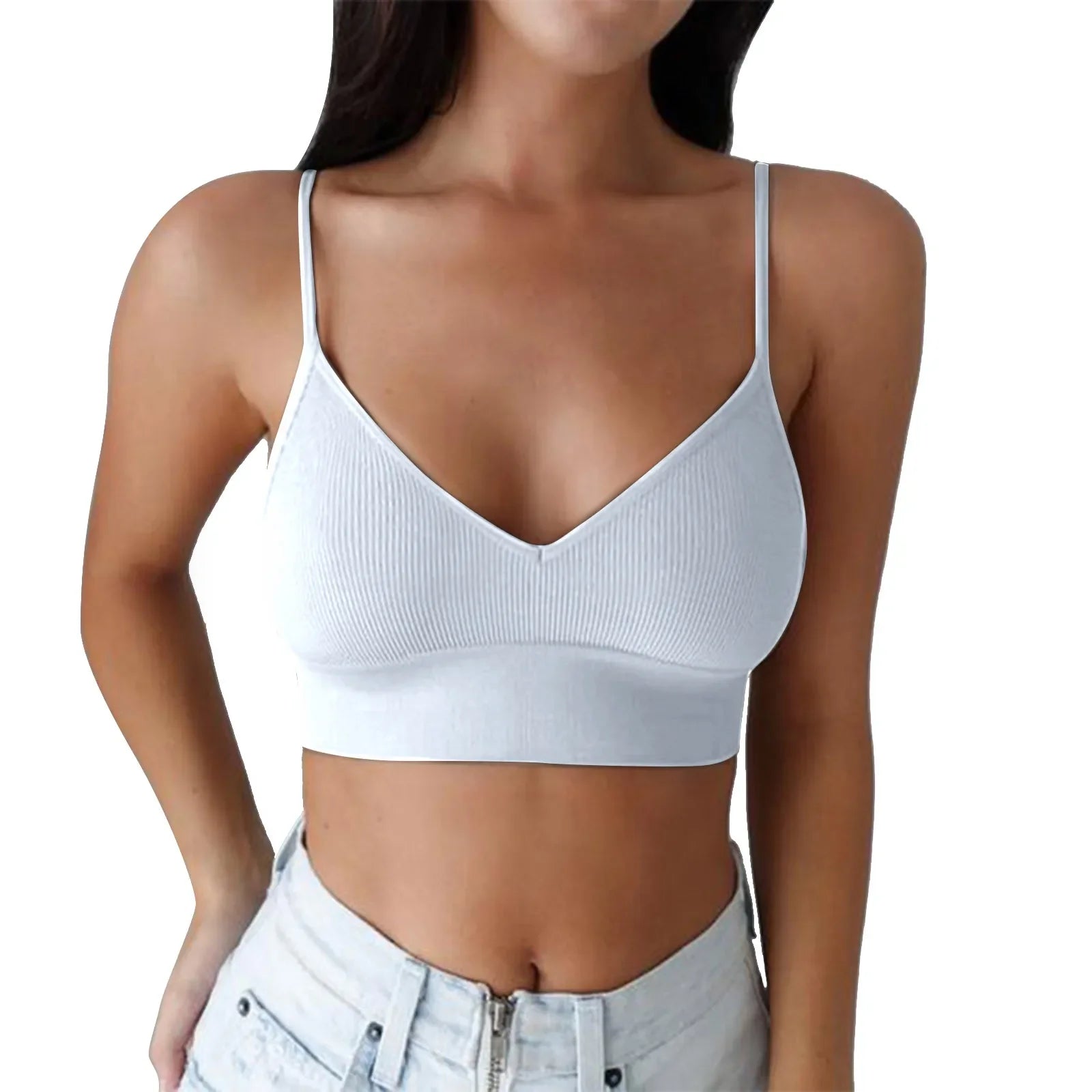Brassières Sport Femme avec Rembourrage - Col V Sans Armatures Just For Pure Ladies
