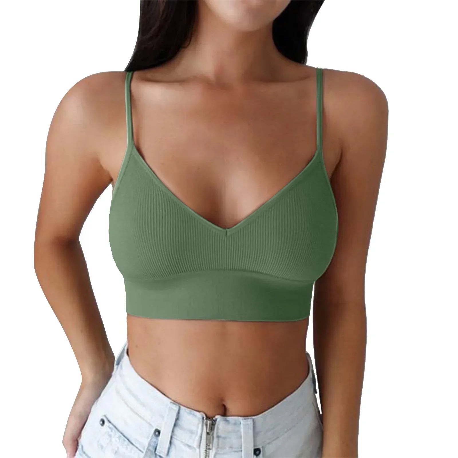 Brassières Sport Femme avec Rembourrage - Col V Sans Armatures Just For Pure Ladies