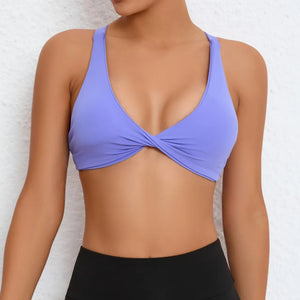 Brassière de Sport Femme Sans Coutures Dos Ouvert - Support Moyen Yoga Fitness