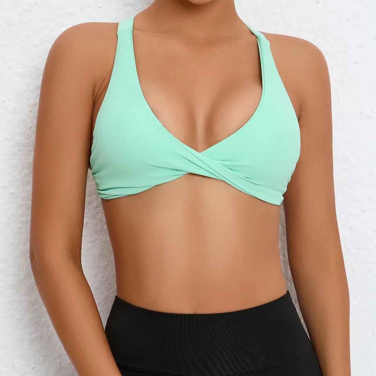 Brassière de Sport Femme Sans Coutures Dos Ouvert - Support Moyen Yoga Fitness