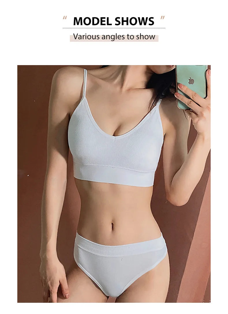 Ensemble Soutien-gorge Push-up et String Seamless - Lingerie Sport Fitness Femme