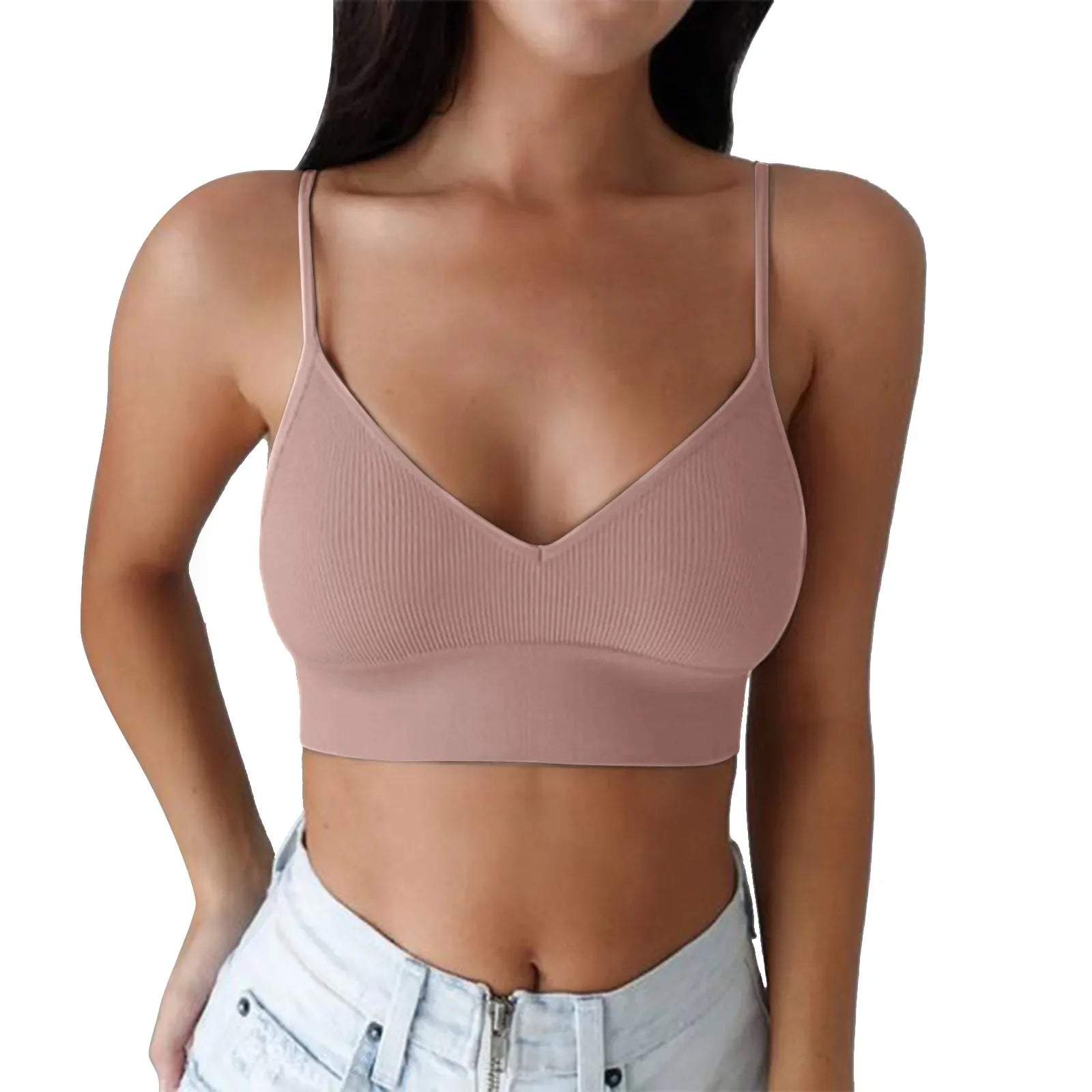 Brassières Sport Femme avec Rembourrage - Col V Sans Armatures Just For Pure Ladies