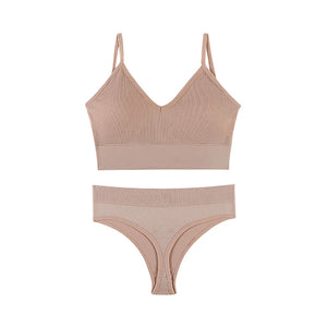 Ensemble Soutien-gorge Push-up et String Seamless - Lingerie Sport Fitness Femme