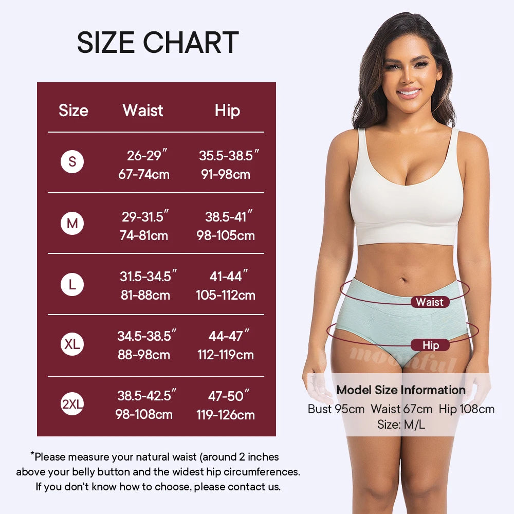 Culotte Menstruelle Taille Haute Flux Abondant - Fibre de Bambou Super Absorbante 30-40ml