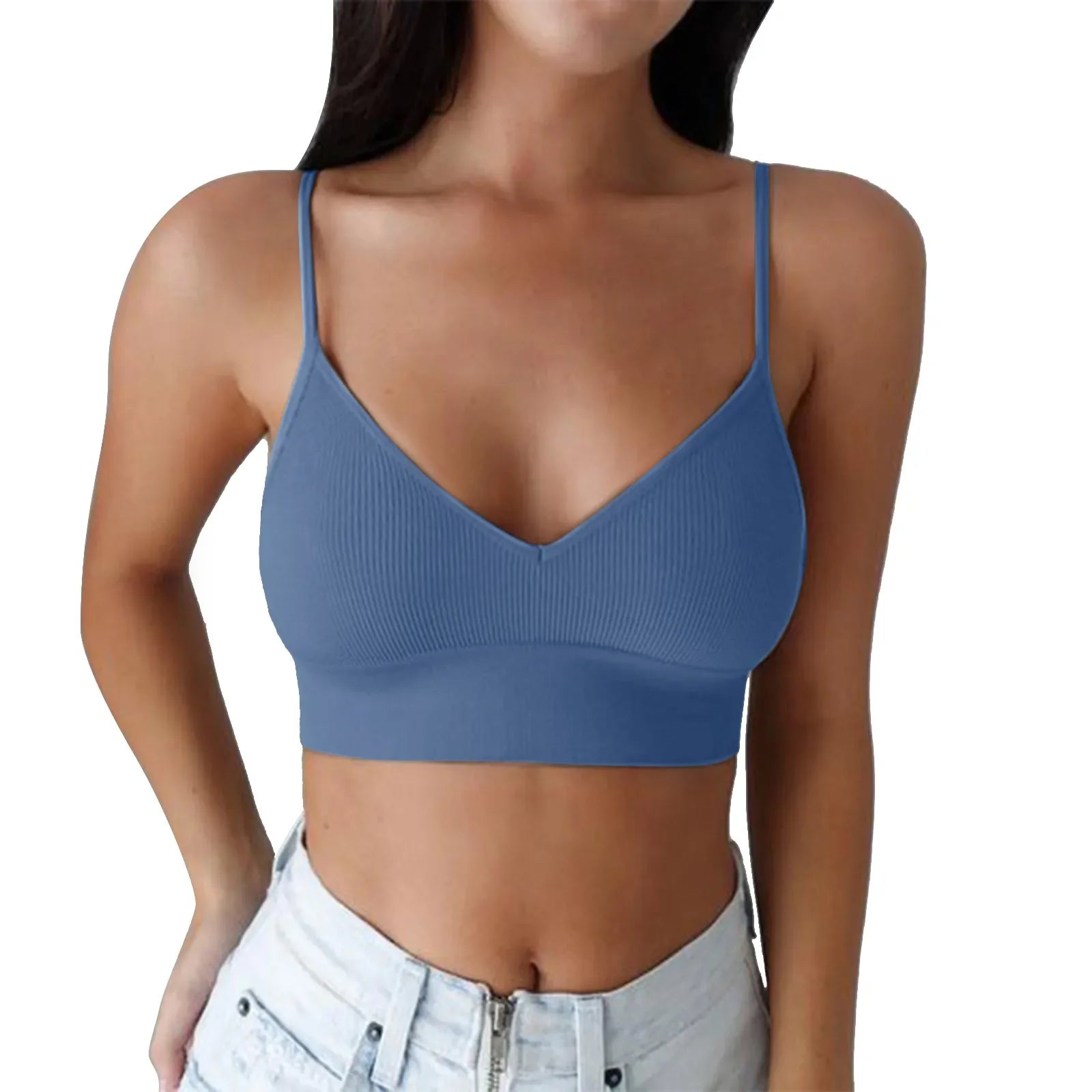 Brassières Sport Femme avec Rembourrage - Col V Sans Armatures Just For Pure Ladies