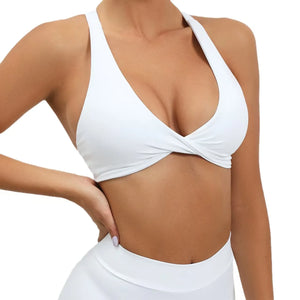 Brassière de Sport Femme Sans Coutures Dos Ouvert - Support Moyen Yoga Fitness