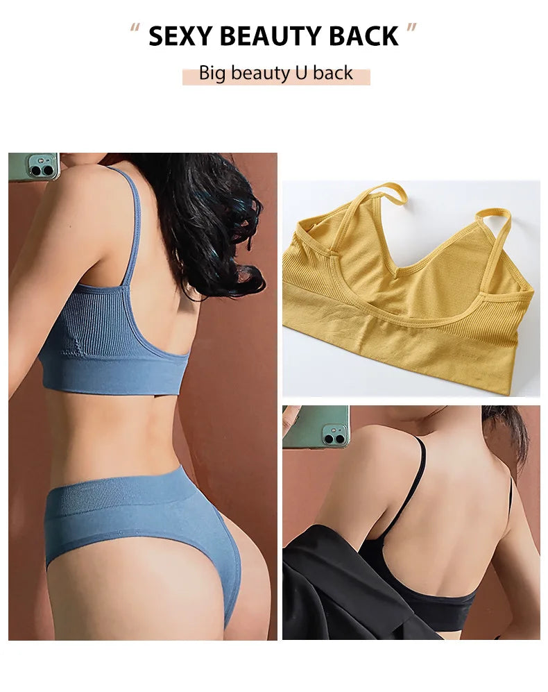 Ensemble Soutien-gorge Push-up et String Seamless - Lingerie Sport Fitness Femme